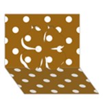 Polka Dots - White on Golden Brown Clover 3D Greeting Card (7x5)