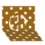 Polka Dots - White on Golden Brown Peace Sign 3D Greeting Card (7x5)