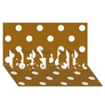 Polka Dots - White on Golden Brown BEST SIS 3D Greeting Card (8x4)