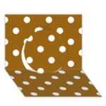 Polka Dots - White on Golden Brown Circle 3D Greeting Card (7x5)