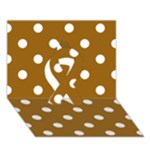 Polka Dots - White on Golden Brown Ribbon 3D Greeting Card (7x5)