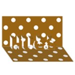Polka Dots - White on Golden Brown HUGS 3D Greeting Card (8x4)
