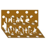 Polka Dots - White on Golden Brown Best Wish 3D Greeting Card (8x4)