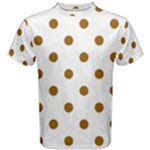 Polka Dots - Golden Brown on White Men s Cotton Tee