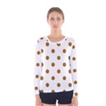 Polka Dots - Golden Brown on White Women s Long Sleeve T-shirt