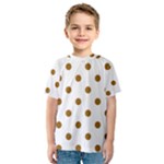 Polka Dots - Golden Brown on White Kid s Sport Mesh Tee
