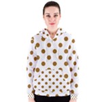 Polka Dots - Golden Brown on White Women s Zipper Hoodie