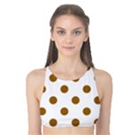Polka Dots - Golden Brown on White Tank Bikini Top