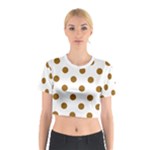 Polka Dots - Golden Brown on White Cotton Crop Top
