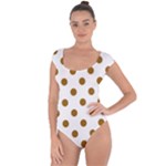 Polka Dots - Golden Brown on White Short Sleeve Leotard (Ladies)
