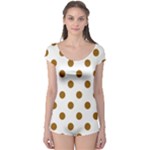 Polka Dots - Golden Brown on White Boyleg Leotard (Ladies)