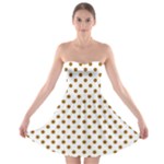 Polka Dots - Golden Brown on White Strapless Bra Top Dress