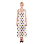 Polka Dots - Golden Brown on White Full Print Maxi Dress