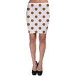 Polka Dots - Golden Brown on White Bodycon Skirt