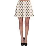 Polka Dots - Golden Brown on White Skater Skirt