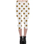 Polka Dots - Golden Brown on White Capri Leggings