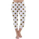 Polka Dots - Golden Brown on White Capri Winter Leggings