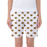 Polka Dots - Golden Brown on White Women s Basketball Shorts