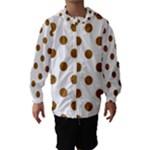 Polka Dots - Golden Brown on White Hooded Wind Breaker (Kids)