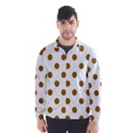 Polka Dots - Golden Brown on White Wind Breaker (Men)