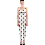 Polka Dots - Golden Brown on White OnePiece Catsuit