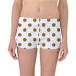 Polka Dots - Golden Brown on White Reversible Boyleg Bikini Bottoms