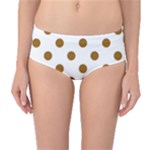 Polka Dots - Golden Brown on White Mid-Waist Bikini Bottoms
