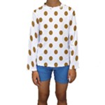Polka Dots - Golden Brown on White Kid s Long Sleeve Swimwear