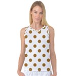 Polka Dots - Golden Brown on White Women s Basketball Tank Top