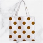 Polka Dots - Golden Brown on White Zipper Grocery Tote Bag