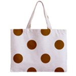 Polka Dots - Golden Brown on White Zipper Mini Tote Bag