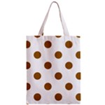 Polka Dots - Golden Brown on White Zipper Classic Tote Bag