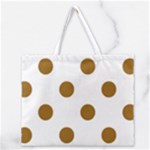 Polka Dots - Golden Brown on White Zipper Large Tote Bag