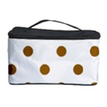 Polka Dots - Golden Brown on White Cosmetic Storage Case