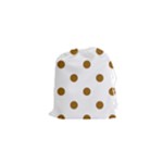 Polka Dots - Golden Brown on White Drawstring Pouch (XS)