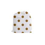 Polka Dots - Golden Brown on White Drawstring Pouch (S)