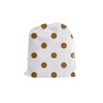 Polka Dots - Golden Brown on White Drawstring Pouch (M)