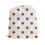 Polka Dots - Golden Brown on White Drawstring Pouch (XXl)