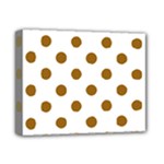 Polka Dots - Golden Brown on White Deluxe Canvas 14  x 11  (Stretched)