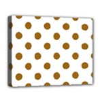 Polka Dots - Golden Brown on White Deluxe Canvas 20  x 16  (Stretched)