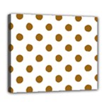 Polka Dots - Golden Brown on White Deluxe Canvas 24  x 20  (Stretched)
