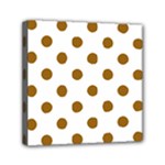 Polka Dots - Golden Brown on White Mini Canvas 6  x 6  (Stretched)
