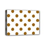 Polka Dots - Golden Brown on White Mini Canvas 7  x 5  (Stretched)