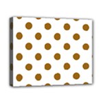 Polka Dots - Golden Brown on White Canvas 10  x 8  (Stretched)