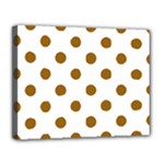 Polka Dots - Golden Brown on White Canvas 14  x 11  (Stretched)