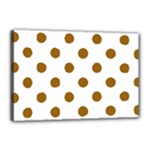 Polka Dots - Golden Brown on White Canvas 18  x 12  (Stretched)