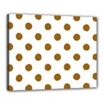 Polka Dots - Golden Brown on White Canvas 20  x 16  (Stretched)