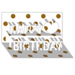 Polka Dots - Golden Brown on White Happy Birthday 3D Greeting Card (8x4)
