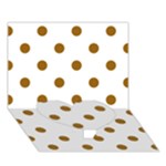 Polka Dots - Golden Brown on White Heart Bottom 3D Greeting Card (7x5)