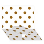 Polka Dots - Golden Brown on White Circle Bottom 3D Greeting Card (7x5)